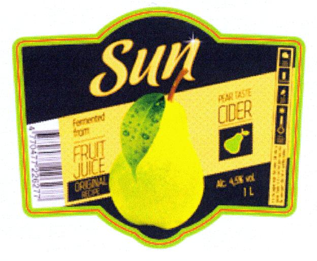 Prekės ženklas: Sun PEAR TASTE CIDER Fermented from FRUIT JUICE